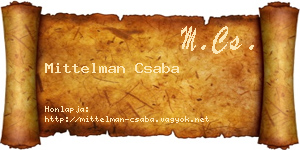 Mittelman Csaba névjegykártya